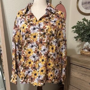 POL Floral Button-Up Women's Top